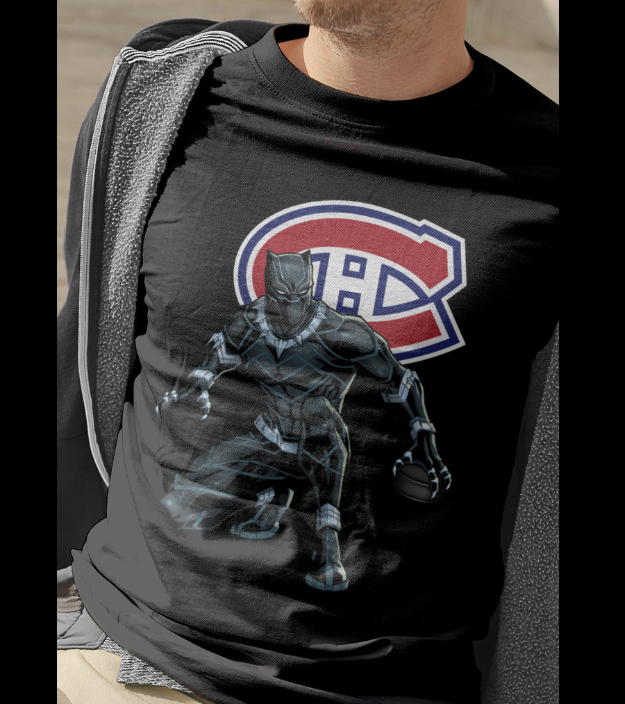 Montreal Canadiens Black Panther Crossover Hockey T-Shirt