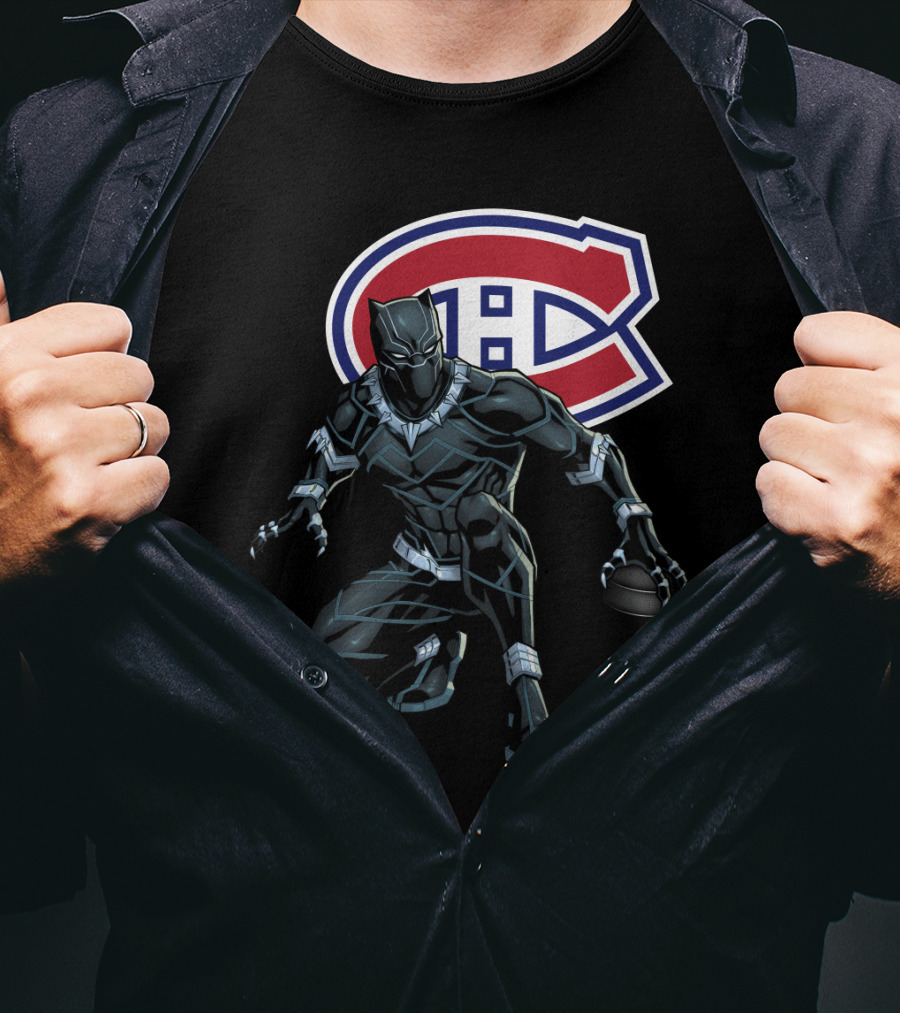 Montreal Canadiens Black Panther Crossover Hockey T-Shirt