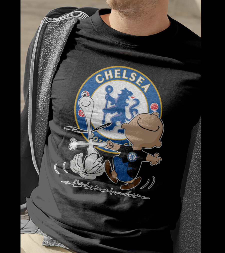 Chelsea Blue Lion Dancing Peanuts Characters T-Shirt