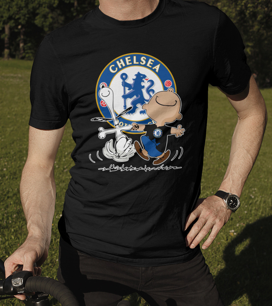 Chelsea Blue Lion Dancing Peanuts Characters T-Shirt