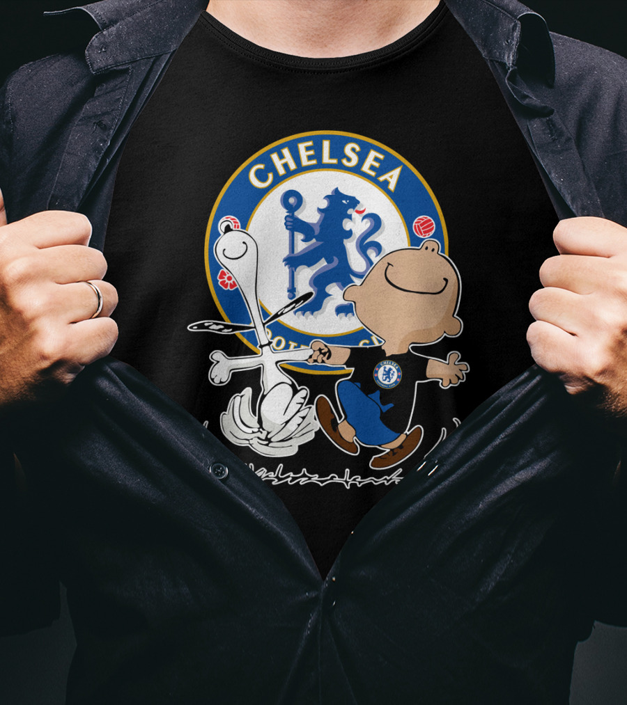 Chelsea Blue Lion Dancing Peanuts Characters T-Shirt
