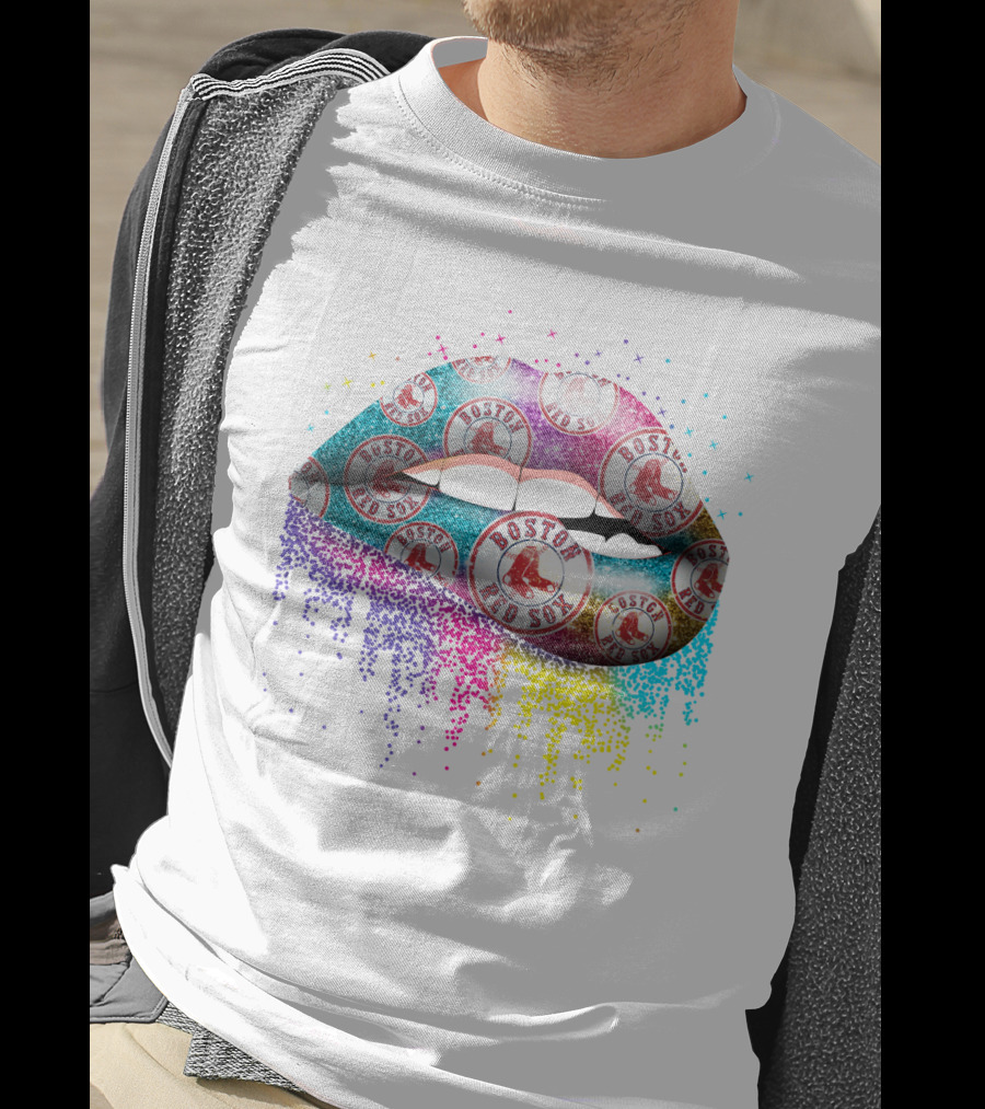 Boston Red Sox Glitter Lips T-Shirt