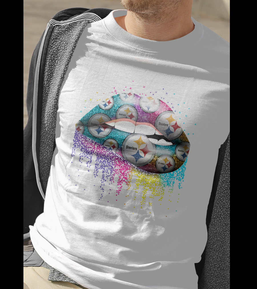 Steelers Logo Glitter Lips T-Shirt