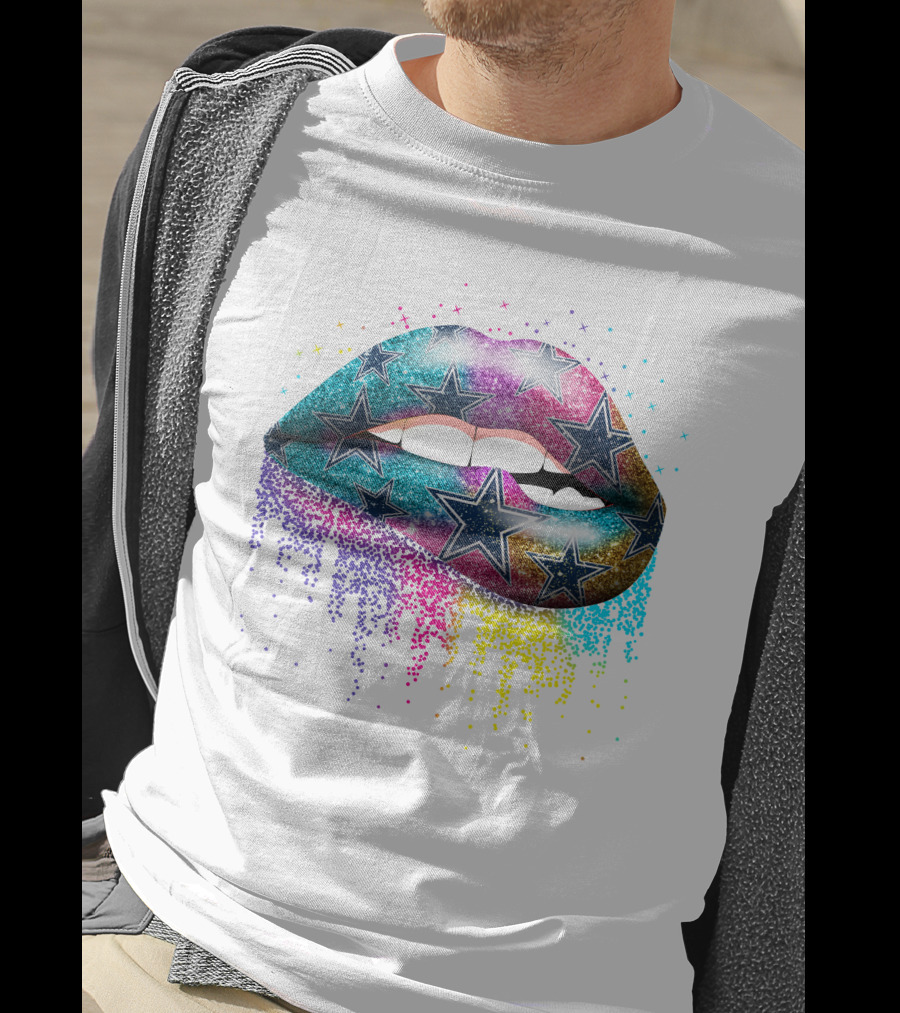 Lip Cowboys Glitter Stars Rainbow T-Shirt