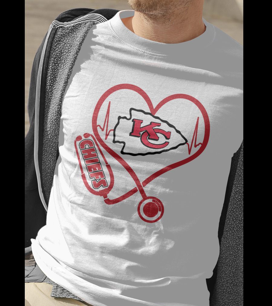 Nurse KC Chiefs Stethoscope Heartbeat T-Shirt