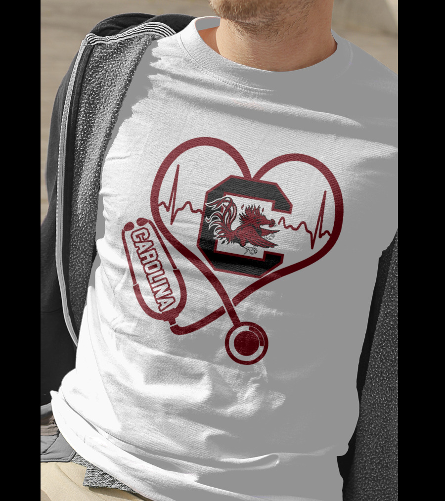 Carolina Nurse Heartbeat Gamecock Stethoscope T-Shirt