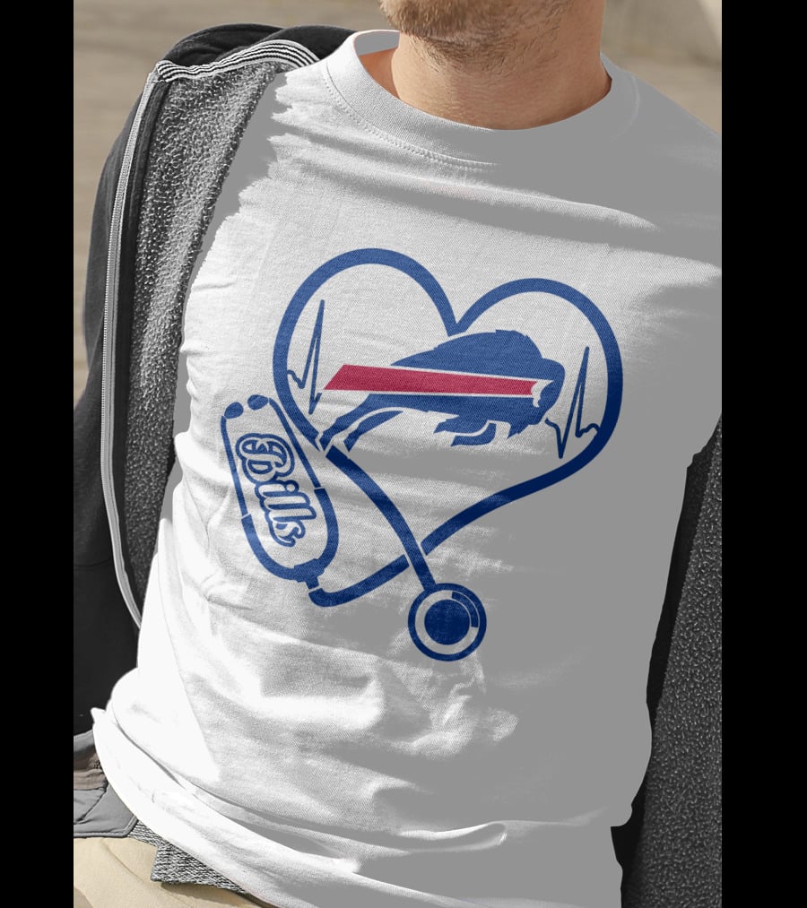 Nurse Heartbeat Stethoscope Buffalo Bills T-Shirt