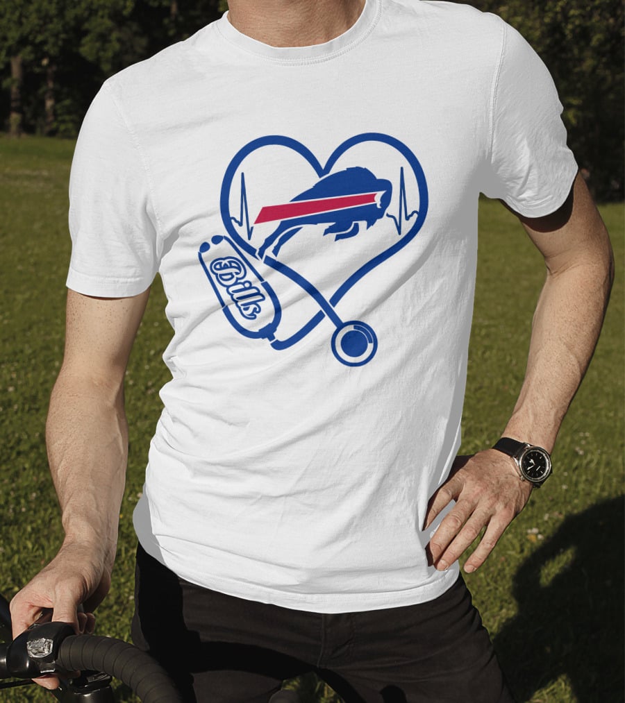Nurse Heartbeat Stethoscope Buffalo Bills T-Shirt