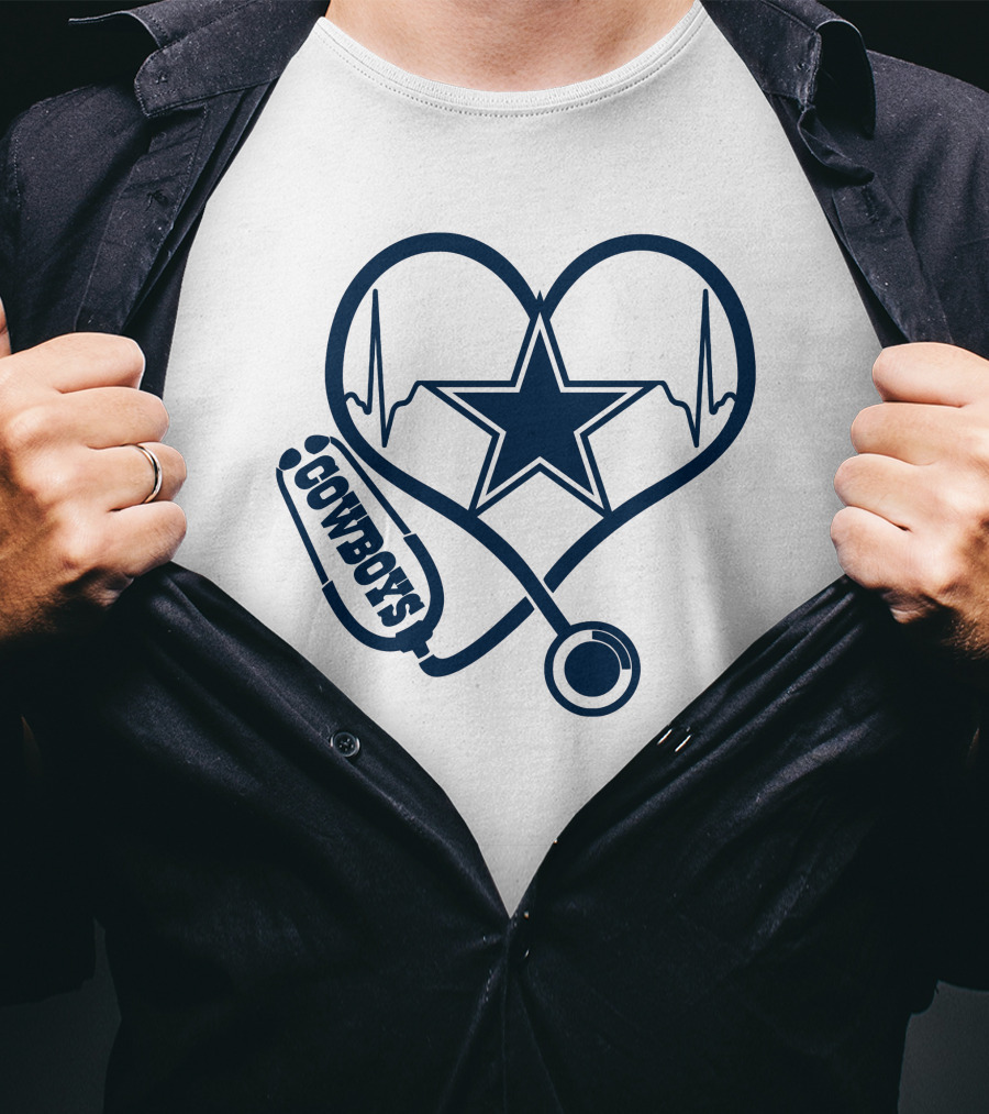 Cowboys Stethoscope Heartbeat Star T-Shirt