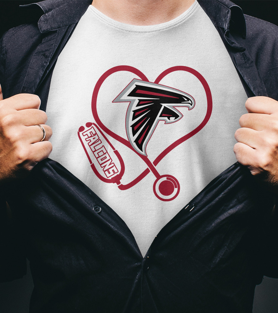 Atlanta Falcons Heart Stethoscope Nurse Theme T-Shirt