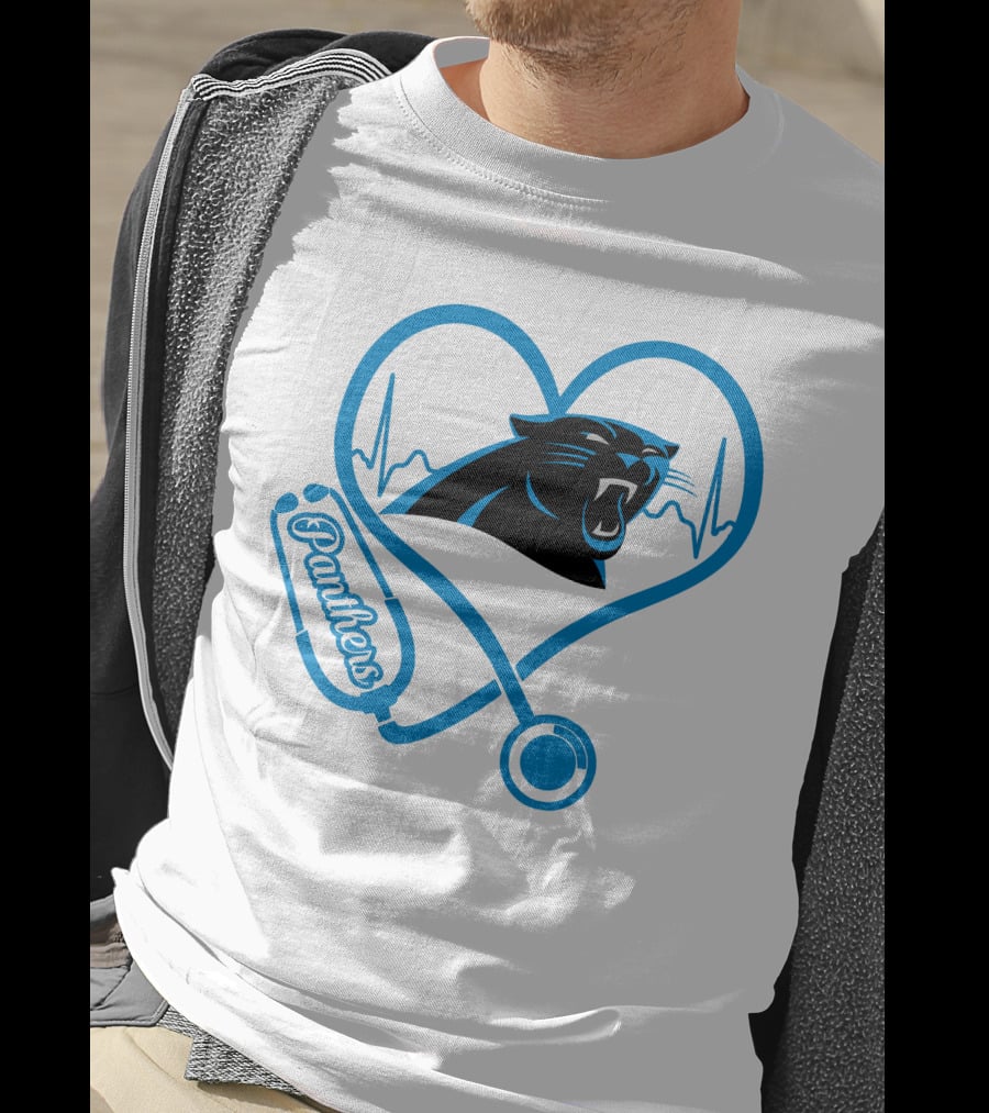 Carolina Panthers Nurse Heartbeat Stethoscope Panther T-Shirt