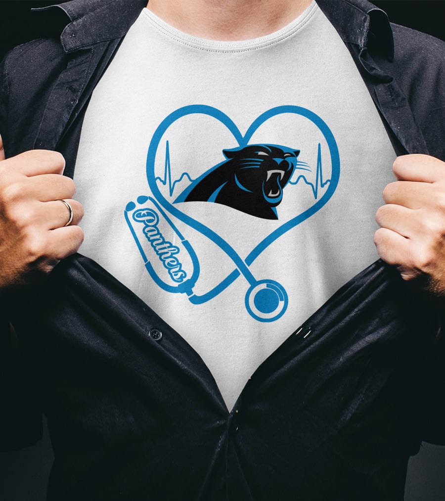 Carolina Panthers Nurse Heartbeat Stethoscope Panther T-Shirt