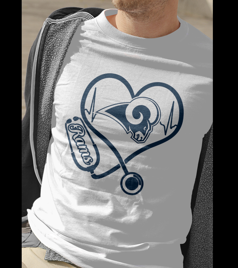 Nurse Heartbeat Los Angeles Rams Stethoscope T-Shirt