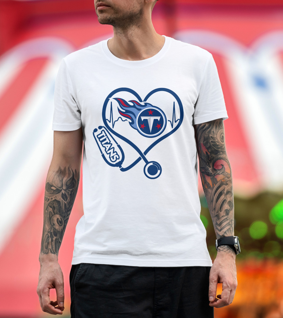 Nurse Heartbeat Stethoscope Tennessee Titans T-Shirt