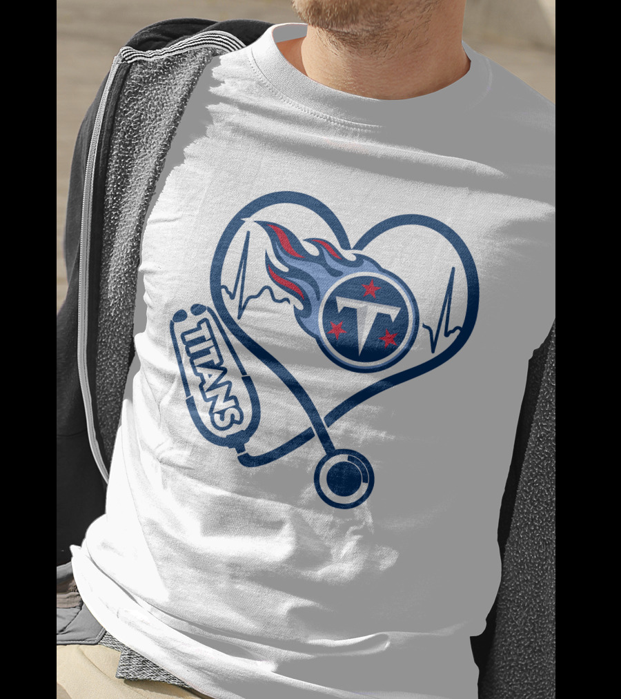 Nurse Heartbeat Stethoscope Tennessee Titans T-Shirt