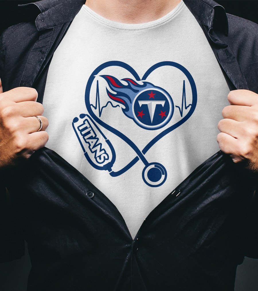 Nurse Heartbeat Stethoscope Tennessee Titans T-Shirt