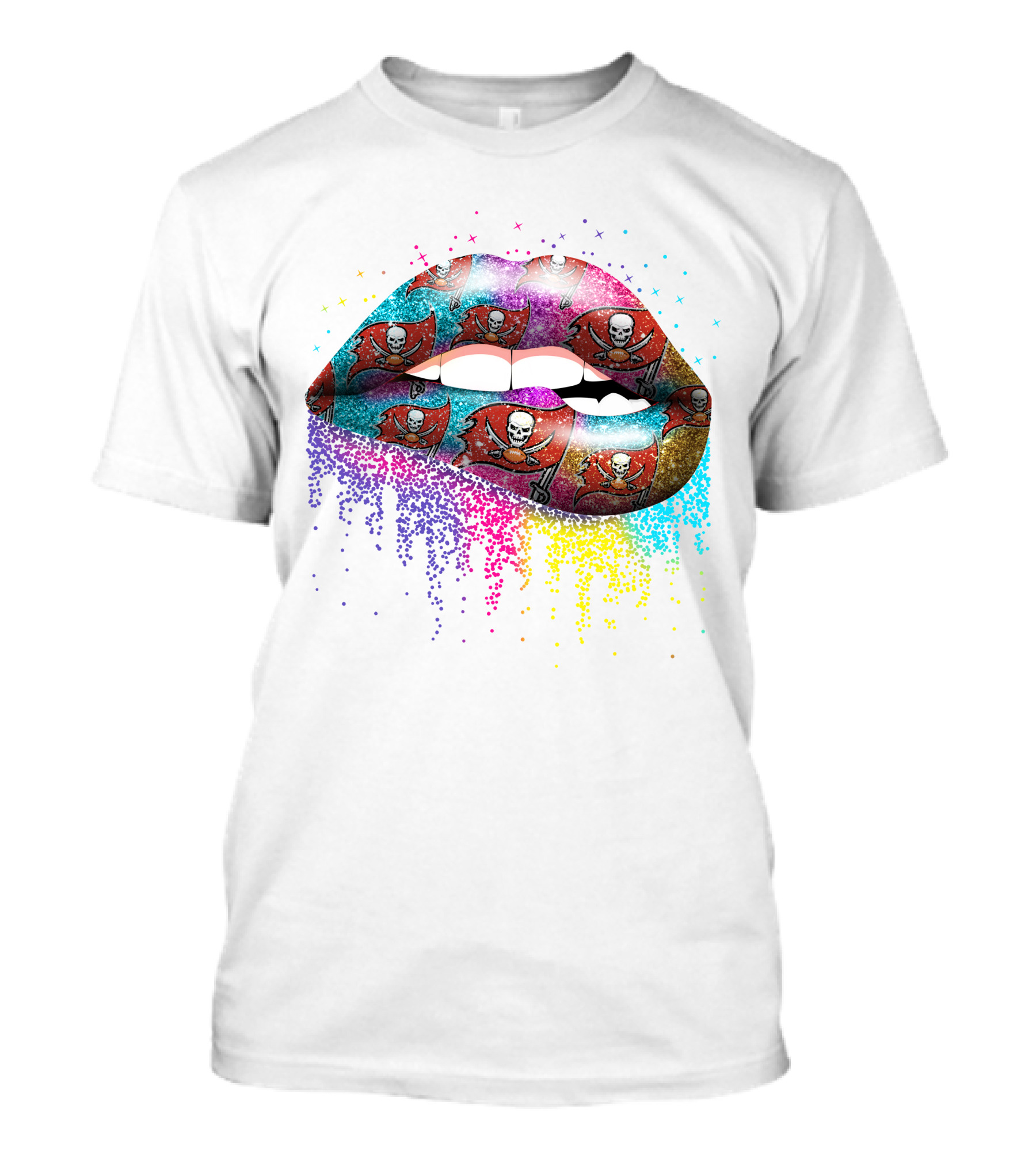 Tampa Bay Buccaneers Glitter Lips Rainbow Burst T-Shirt