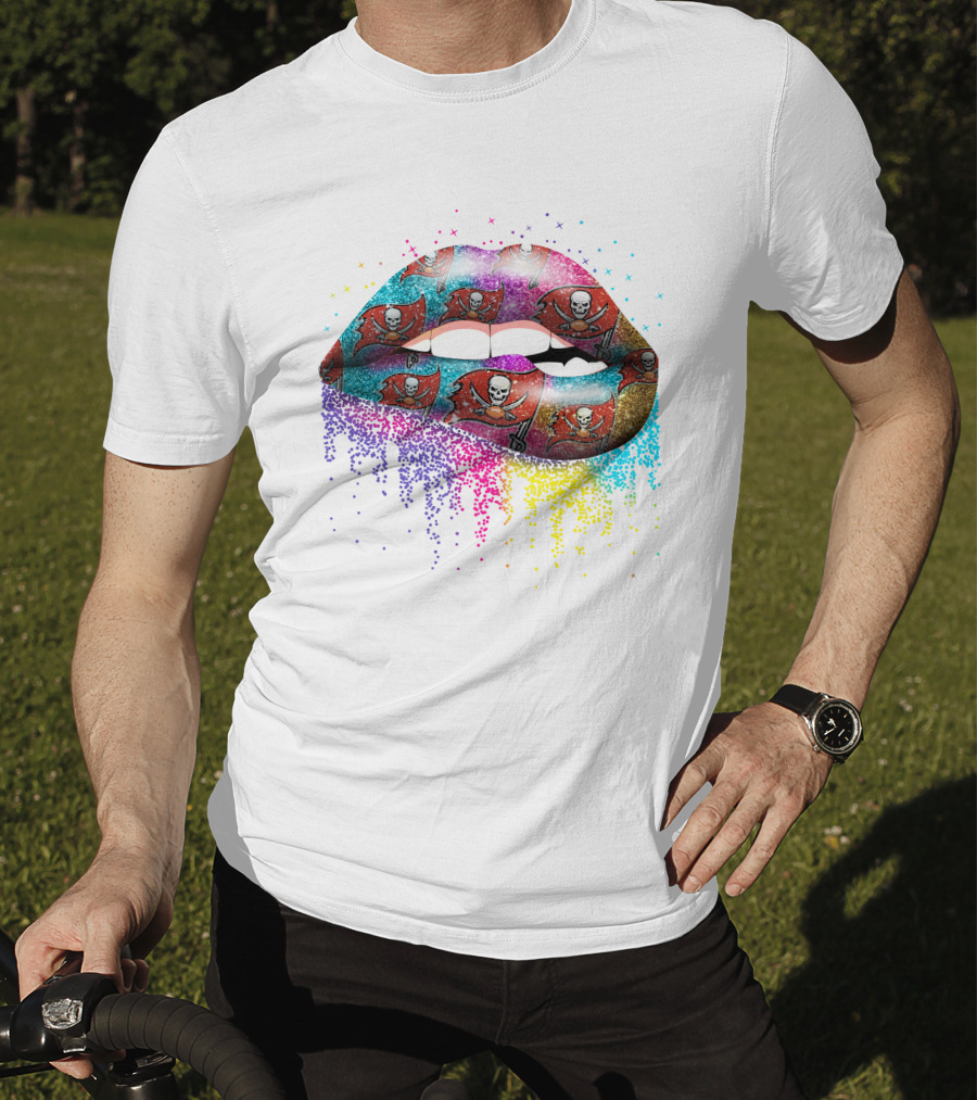 Tampa Bay Buccaneers Glitter Lips Rainbow Burst T-Shirt