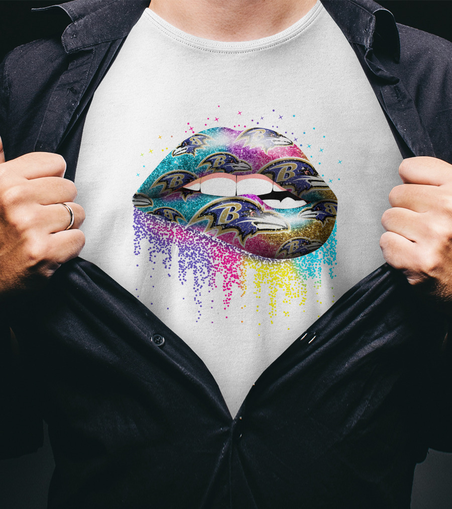 Baltimore Ravens Glitter Lips Fan T-Shirt