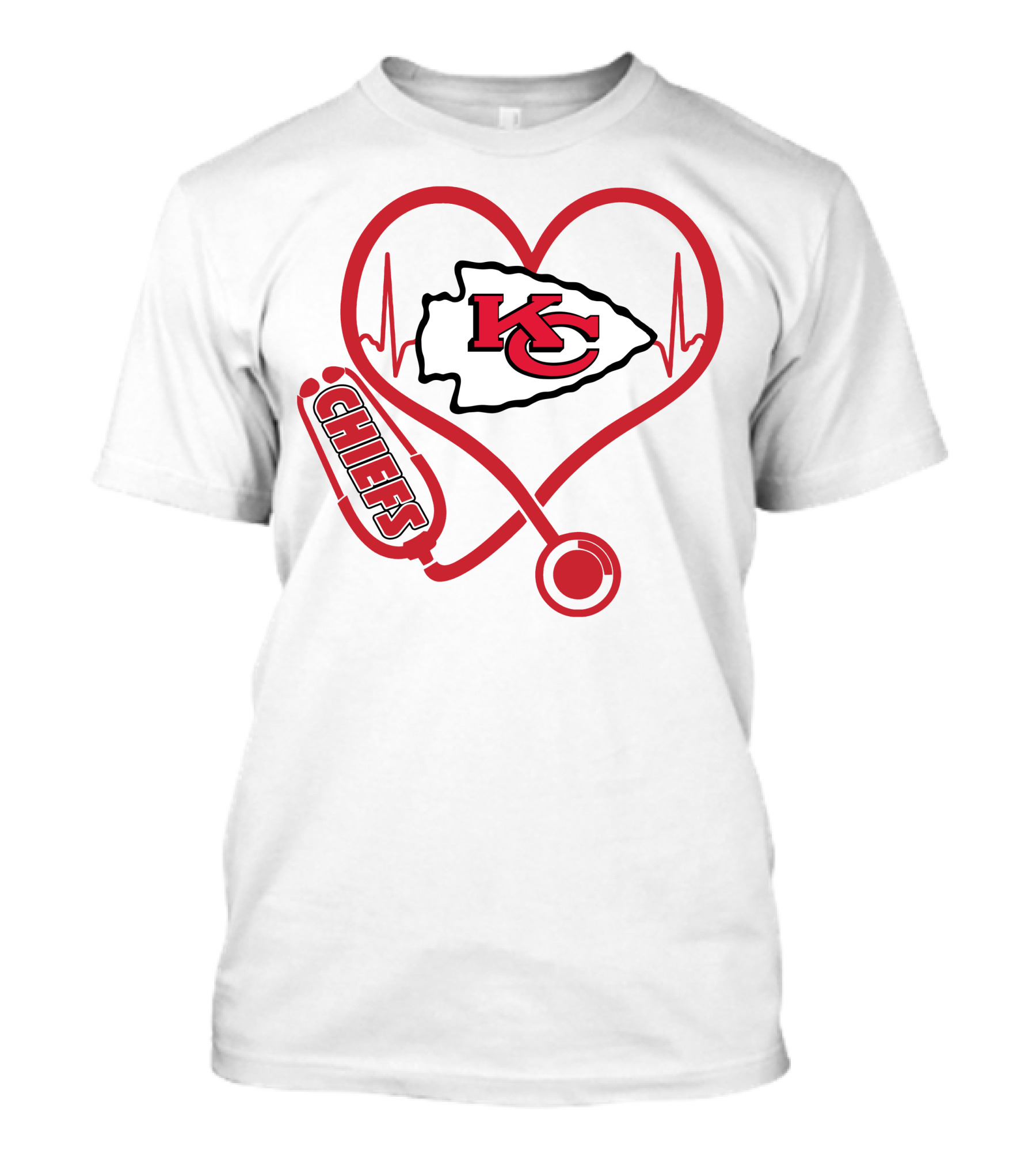 Kansas City Chiefs Stethoscope Heartbeat Nurse Chiefs T-Shirt
