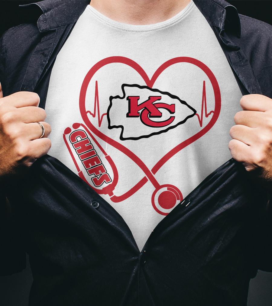 Kansas City Chiefs Stethoscope Heartbeat Nurse Chiefs T-Shirt