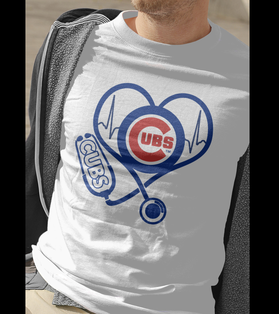 Cubs Heartbeat Stethoscope Nurse Love T-Shirt