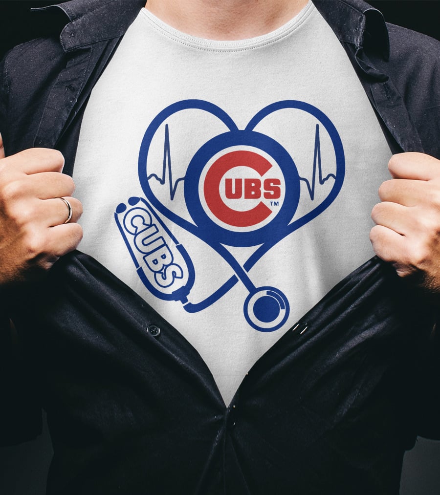 Cubs Heartbeat Stethoscope Nurse Love T-Shirt