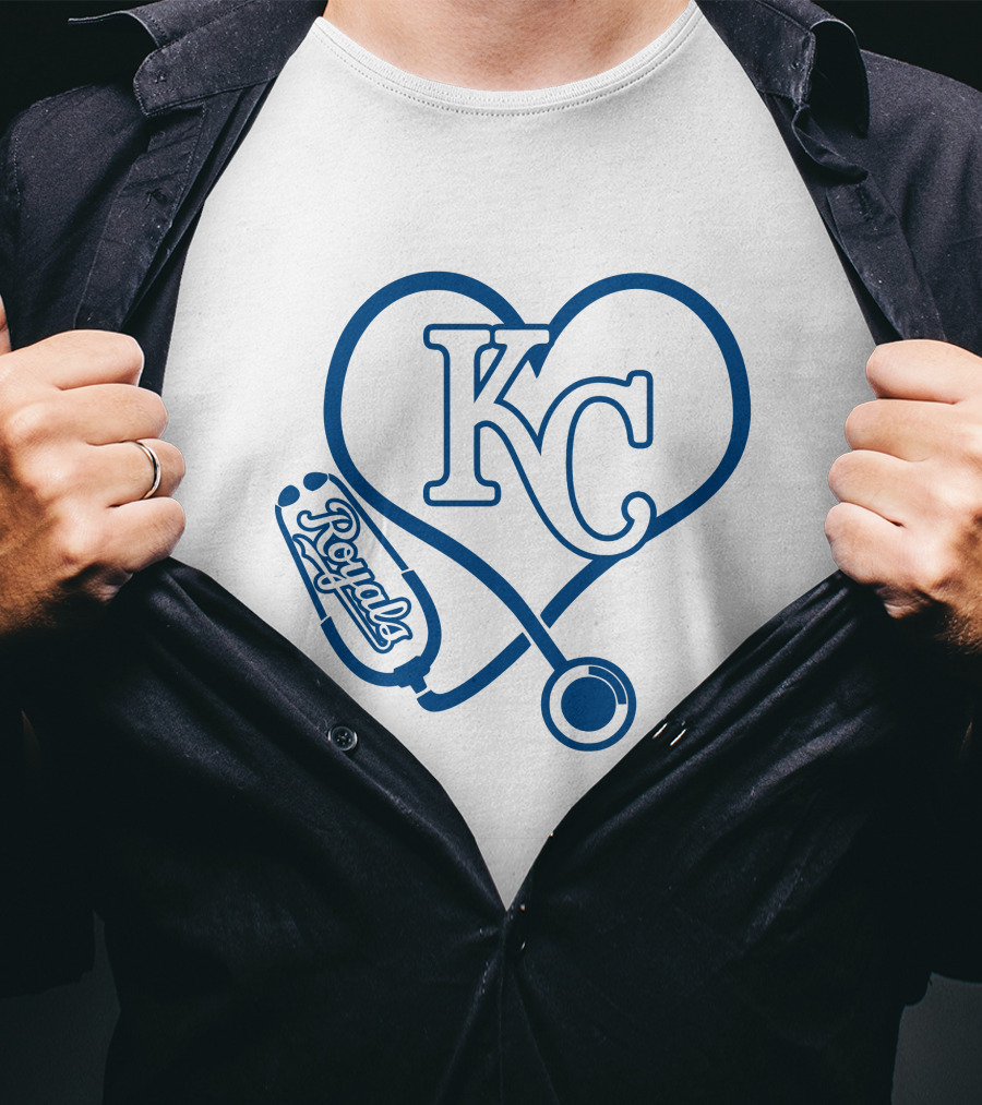Kansas City Royals Kc Nurse Heart Stethoscope T-Shirt