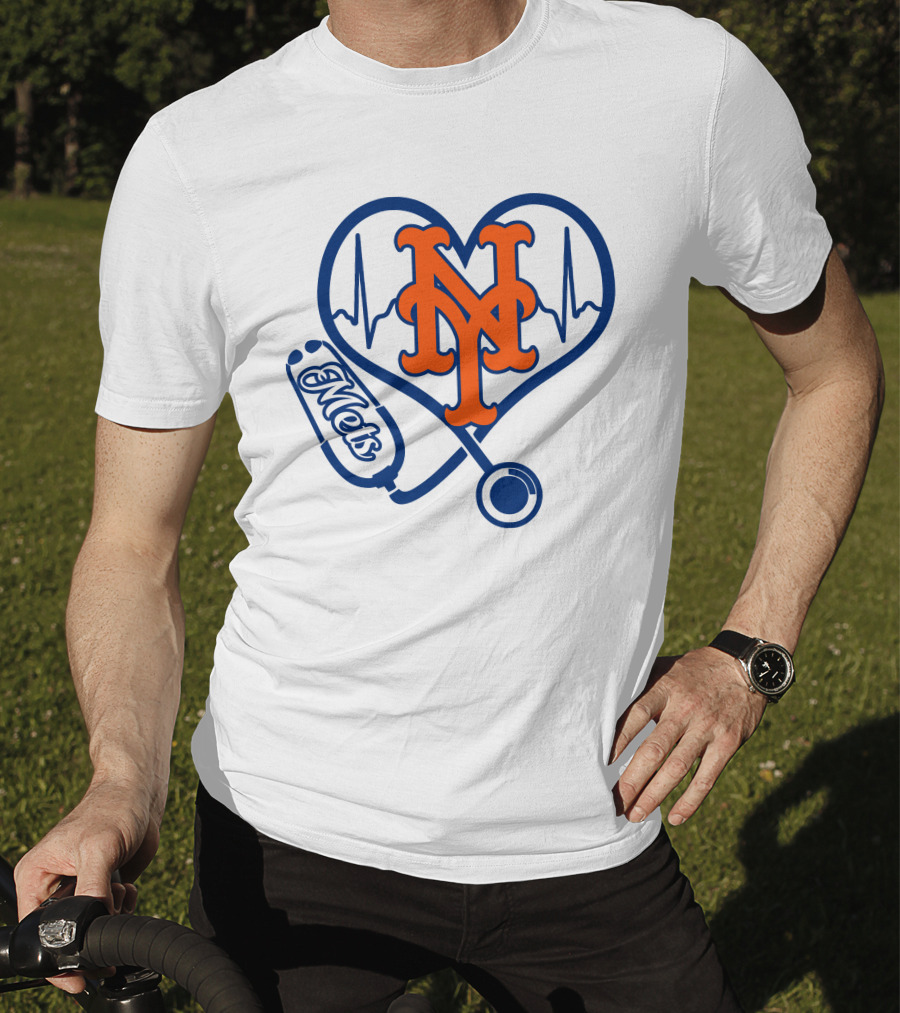 New York Mets Nurse Heartbeat Stethoscope T-Shirt