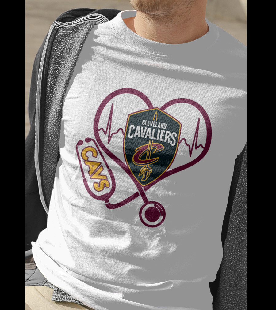 Cleveland Cavaliers Nurse Love Cavs Heartbeat Stethoscope T-Shirt