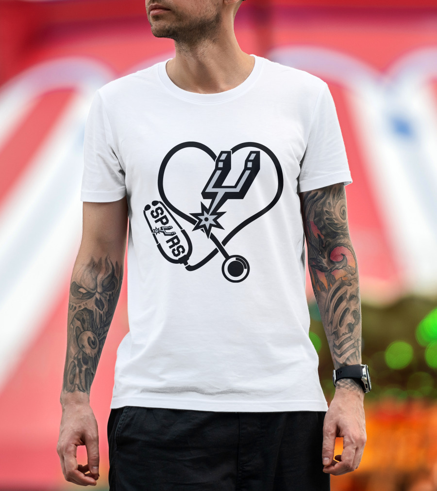 San Antonio Spurs Nurse Love Heart Stethoscope T-Shirt