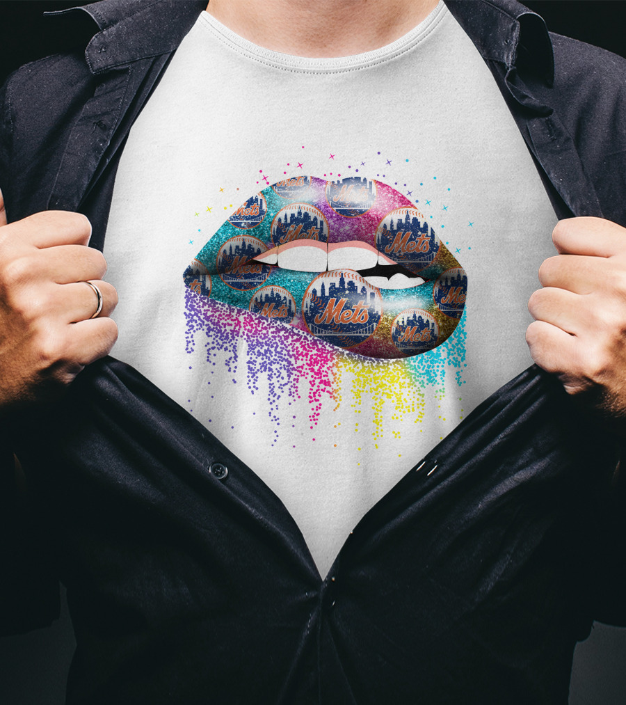 Lips New York Mets Baseball Skyline T-Shirt