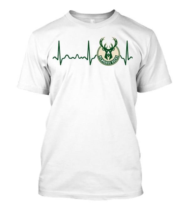 Heartbeat Milwaukee Bucks Basketball Emblem T-Shirt
