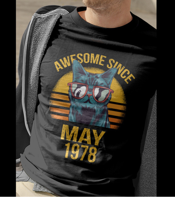 Awesome Cat Dad Ever Since May 1978 T-Shirt
