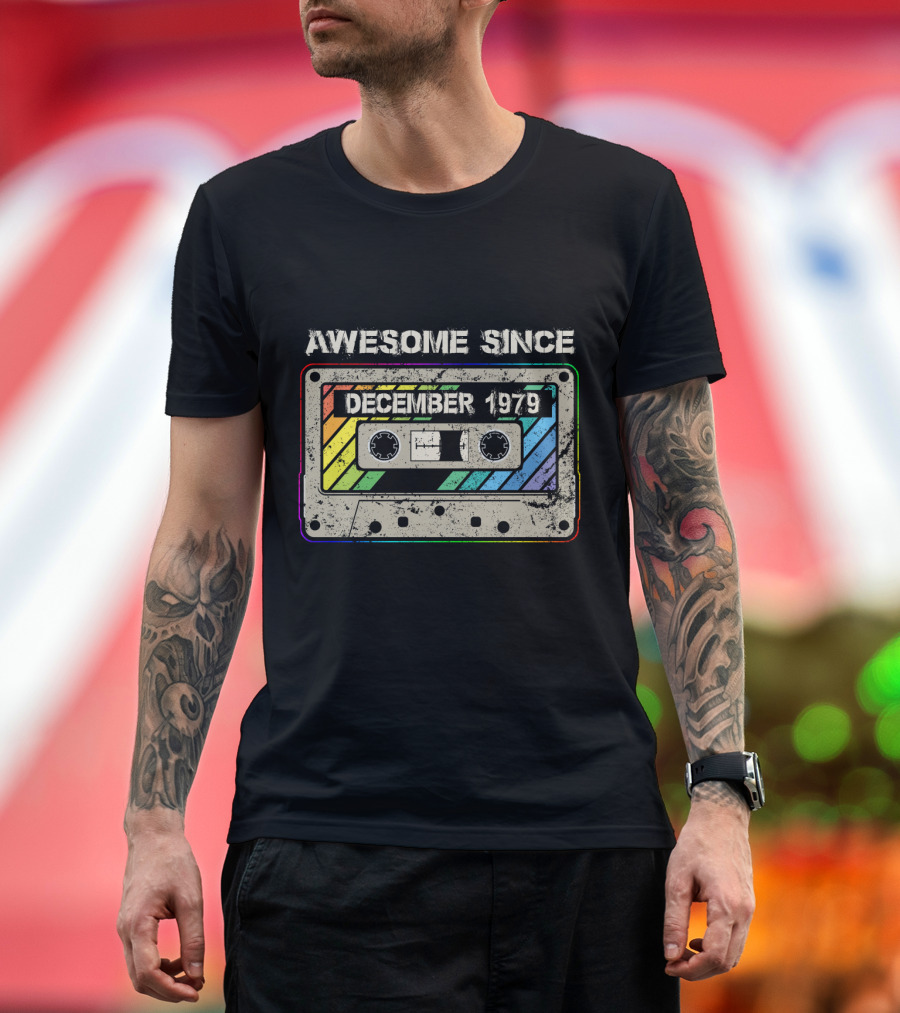 Awesome Since December 1979 Vintage Cassette Tape T-Shirt