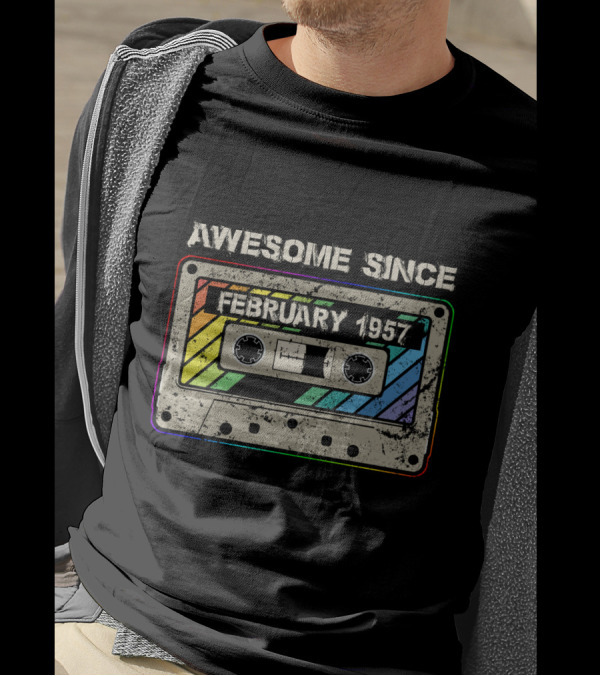 Awesome Since February 1957 Vintage Cassette Tape T-Shirt