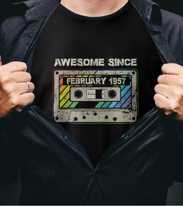 Awesome Since February 1957 Vintage Cassette Tape T-Shirt