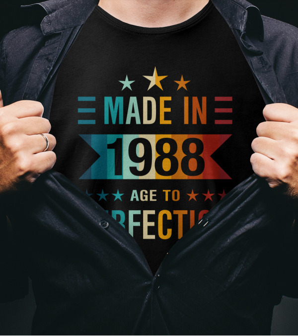 Made In 1988 Age To Perfection Vintage Style Stars T-Shirt