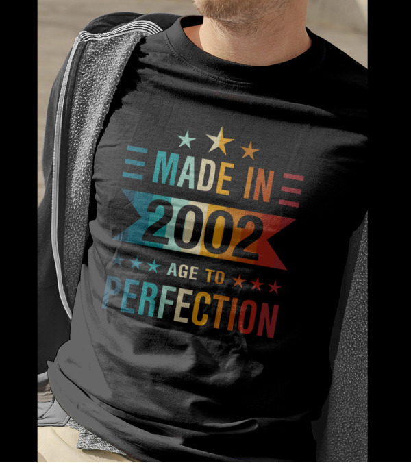 Made In 2002 Age To Perfection Vintage Stars T-Shirt