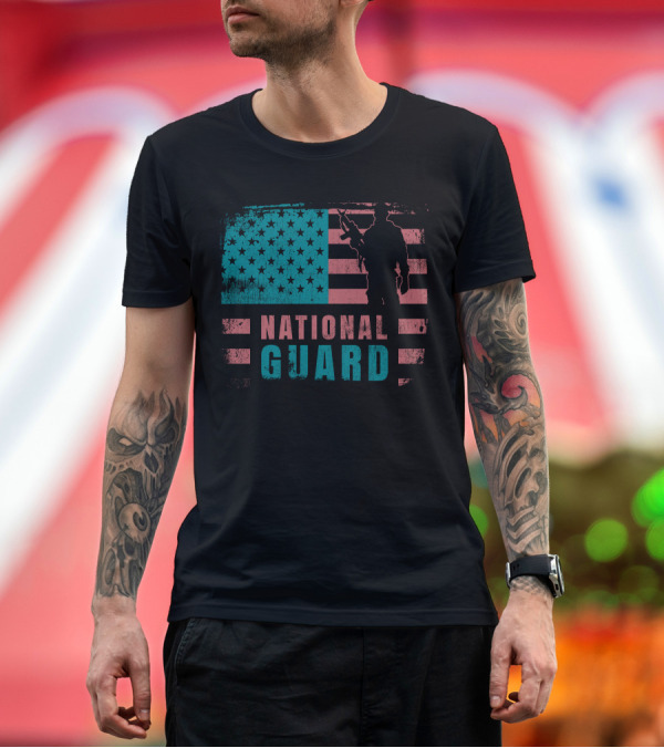 Premium T-Shirt: National Guard Veteran American Flag T-Shirt National Guard Veteran American Flag T-Shirt