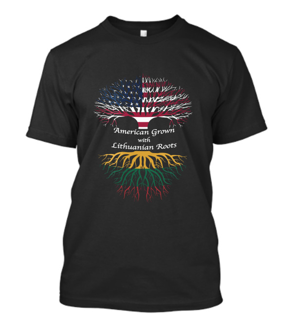 American Grown With Lithuanian Roots Tree Flag T-Shirt