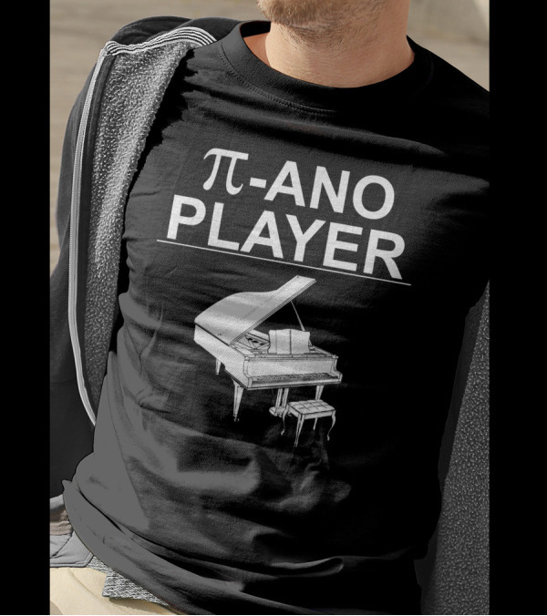 PI ANO Player Funny Music Player Piano Illustration In Blue Typography T-Shirt