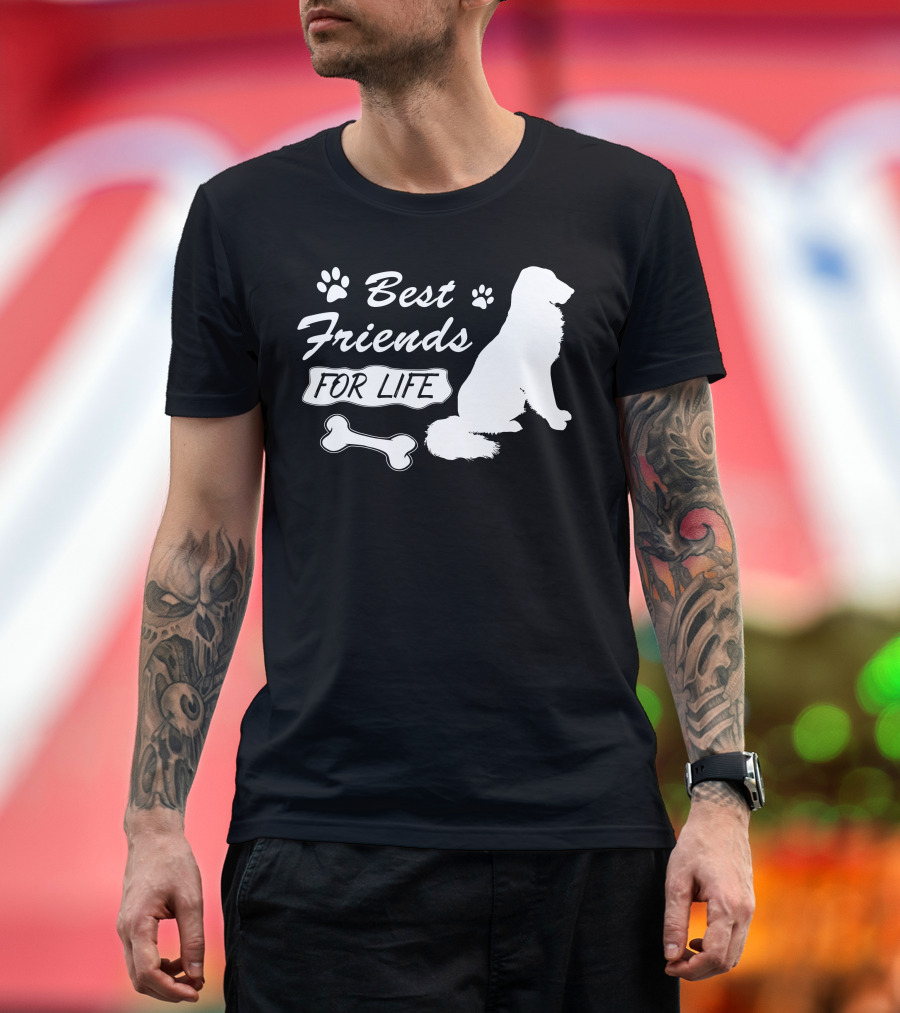 Best Friends For Life Dog Paw Print Bone T-Shirt