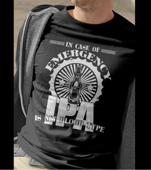 In Case Of Emergency IPA Is My Blood Type Beer Bottle Starburst T-Shirt