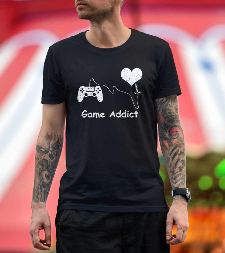 Game Addict Controller Heart Sword T-Shirt
