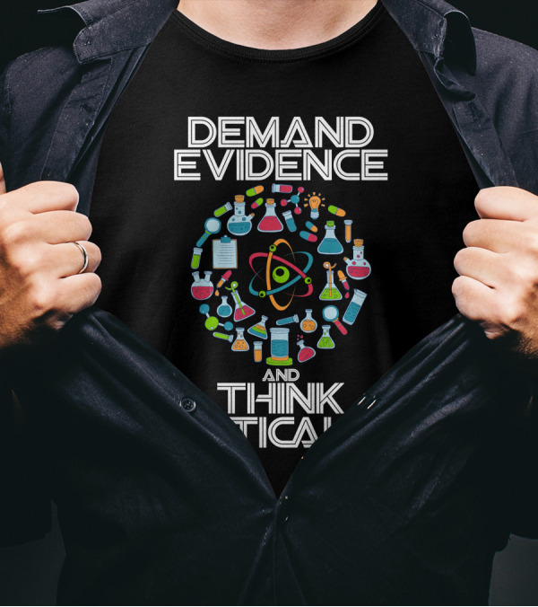 Demand Evidence And Think Critically Science Geek Chemistry Icons T-Shirt